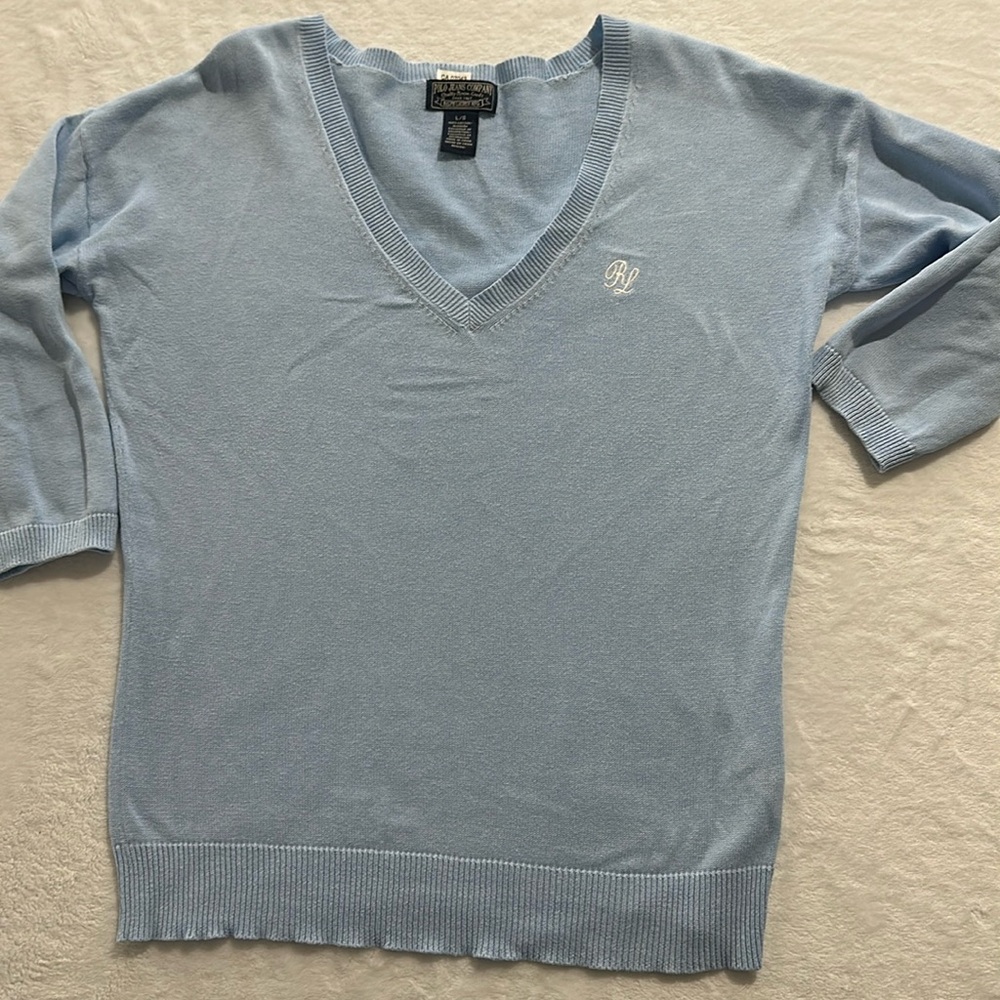 Ralph Lauren Women’s Vintage V Neck Knit Sweater, Large